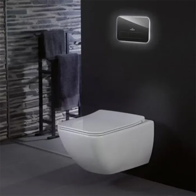 VilleroyBoch Venticello Унитаз подвесной 375*560*330, безободковый, в комплекте сиденье SlimSeat Line, микролифт, цвет альпийский белый