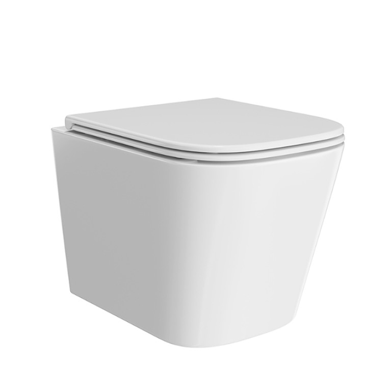 Kerama Marazzi Унитаз CUBO подвесной безободковый с крепежом и сиденьем, быстросъемным с softclose, белый глянцевый