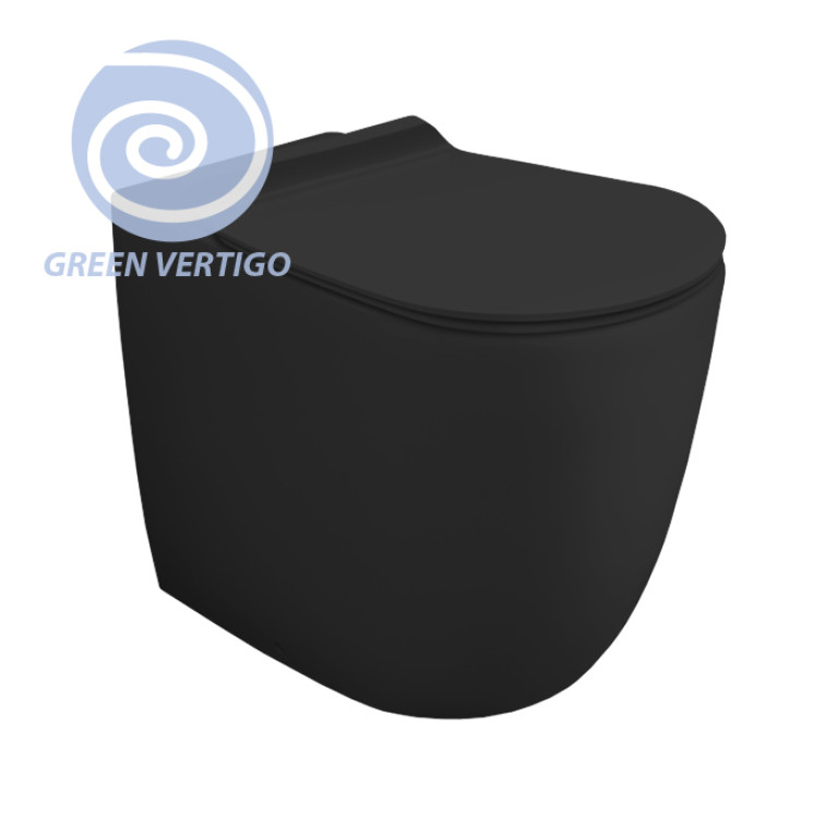 SIMAS Vignoni унитаз напольный приставной безободковый Rimless 56*36,5см, слив универсальный, смыв Tornado, цвет: черный матовый
