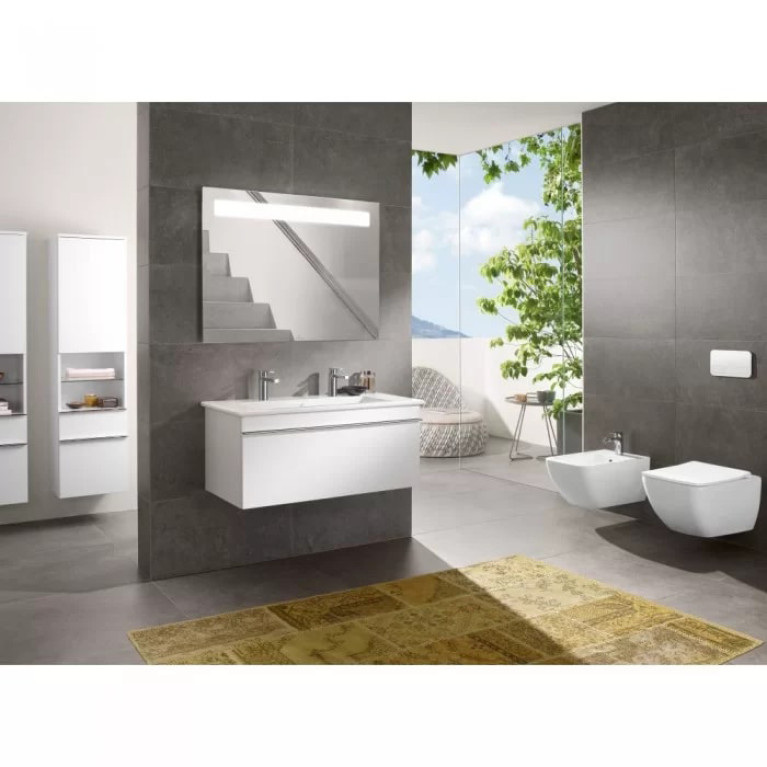 VilleroyBoch Venticello Унитаз подвесной 375*560*330, безободковый, в комплекте сиденье SlimSeat c микролифтом, покрытие CeramicPlus, цвет альпийский