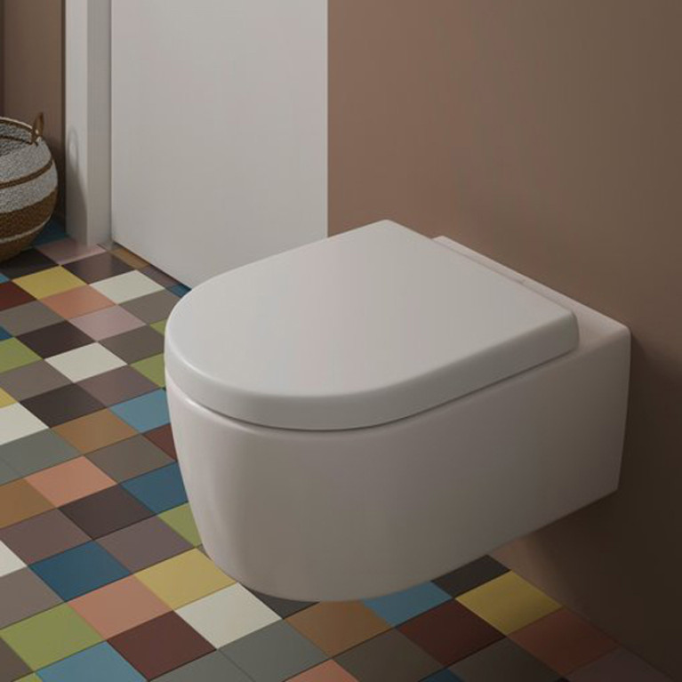 VilleroyBoch Avento&nbsp;Унитаз подвесной 370*530*310, безободковый, в комплекте сиденье c микролифтом, цвет альпийский белый