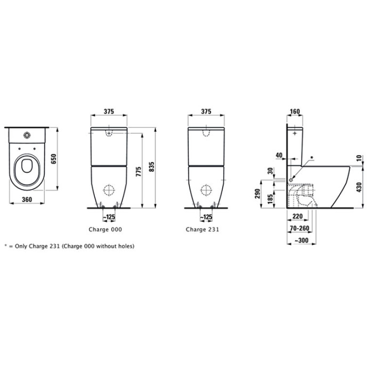 LAUFEN Pro  Унитаз моноблок 36х65х44 см,слив универсальный, для бачка 8.2995.3/8.2995.2, цвет белый