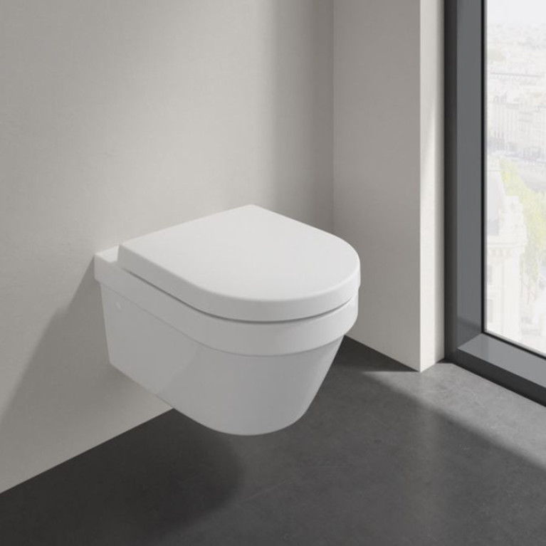 VilleroyBoch Architectura Унитаз подвесной 370*530*330, безободковый, в комплекте сиденье c микролифтом, цвет альпийский белый