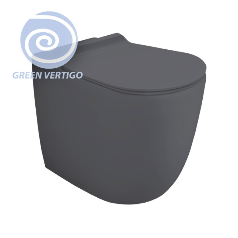 SIMAS Vignoni унитаз напольный приставной безободковый Rimless 56*36,5см, слив универсальный, смыв Tornado, цвет:  antracite  matt