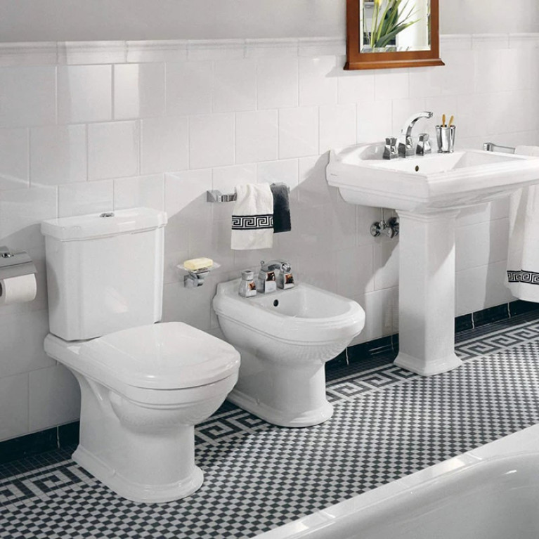VilleroyBoch Hommage Сиденье с крышкой для унитаза, с SoftClose, цвет: белый / петли: нержавеющая сталь