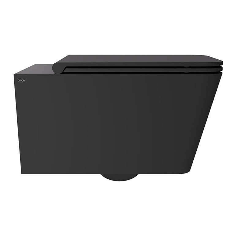 Alice Hide Унитаз Square 55х35, подвесной, безободковый, без сиденья и крышки, чёрный матовый
