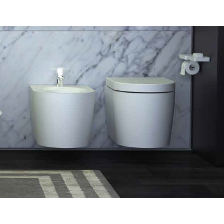 KNIEF Glow Унитаз подвесной безободковый 52x 39 x36 cm с крышкой микролифт, цвет белый матовый