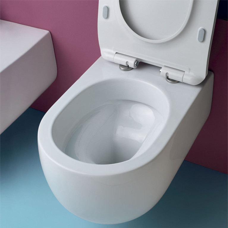 Kerasan Flo унитаз NEW подвесной  БЕЗОБОДКОВЫЙ 54см, с комплектом крепежа, цвет белый