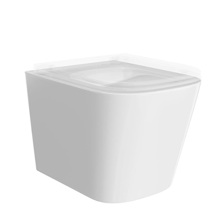 Kerama Marazzi Унитаз CUBO подвесной безободковый с крепежом и сиденьем, быстросъемным с softclose, белый глянцевый
