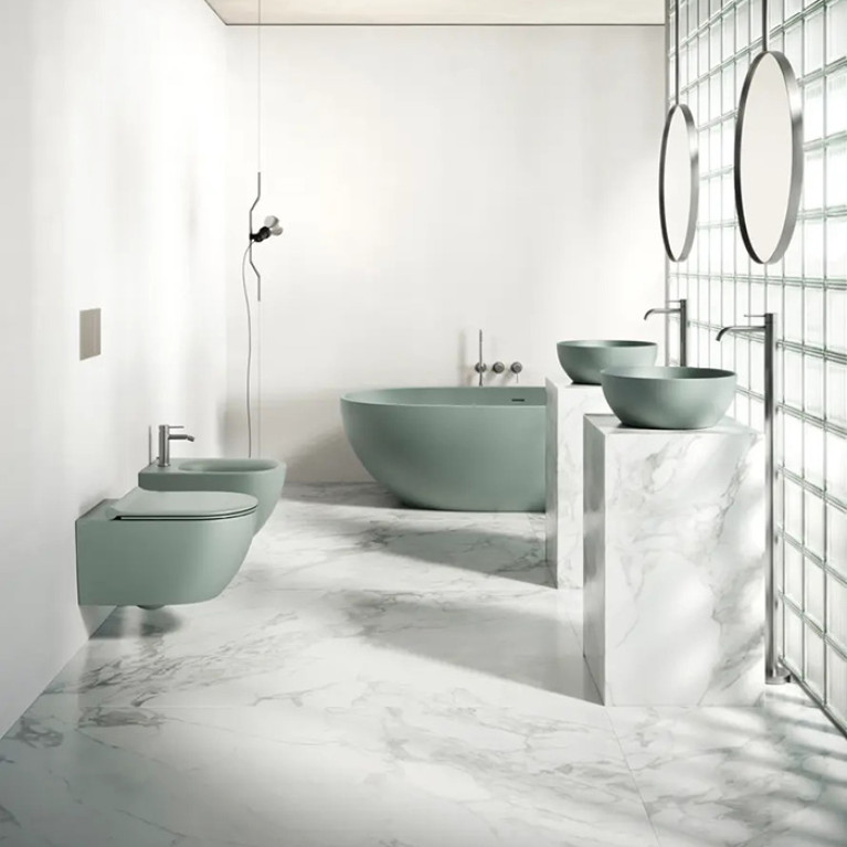 Catalano SFERA Унитаз подвесной 55x35, безободковый, смыв Tornado, покрытие Cataglaze+, 4.5л, без крепежа, цвет Acqua satinato  (NEW2026)