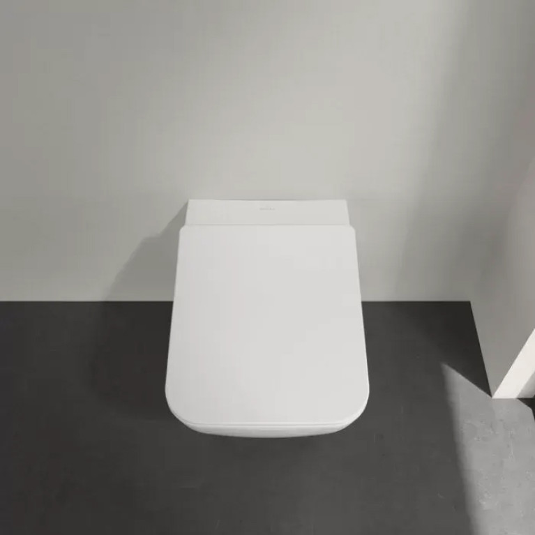 VilleroyBoch Venticello Унитаз подвесной 375*560*330, безободковый, в комплекте сиденье SlimSeat Line, микролифт, цвет альпийский белый