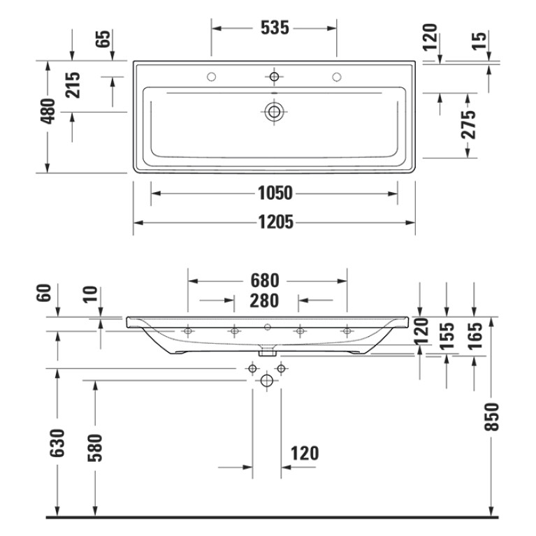 Duravit D-Neo Раковина 1205*480 мм,  цвет белый глянец (Спец.цена из наличия)