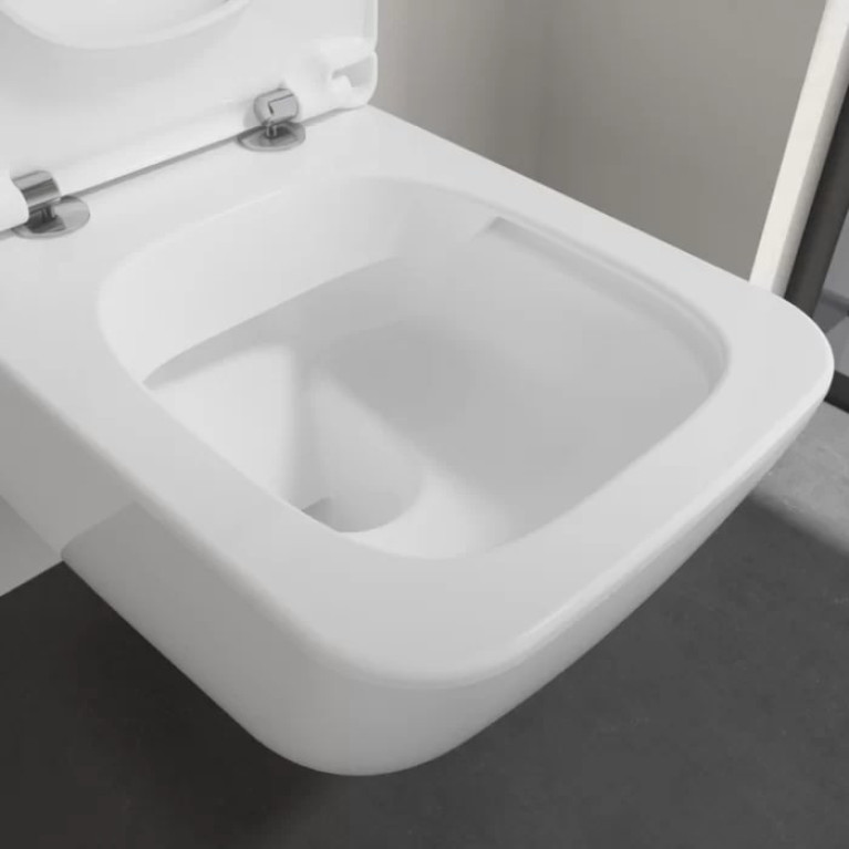 VilleroyBoch Venticello Унитаз подвесной 375*560*330, безободковый, в комплекте сиденье SlimSeat c микролифтом, покрытие CeramicPlus, цвет альпийский