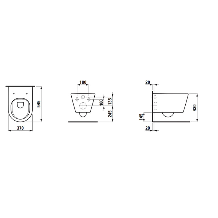 LAUFEN KARTELL Унитаз подвесной 545х370х430 мм., безободковый смыв Rimless, c покрытием LCC, цвет черный матовый (ВРЕМЕННО не поставляем!)