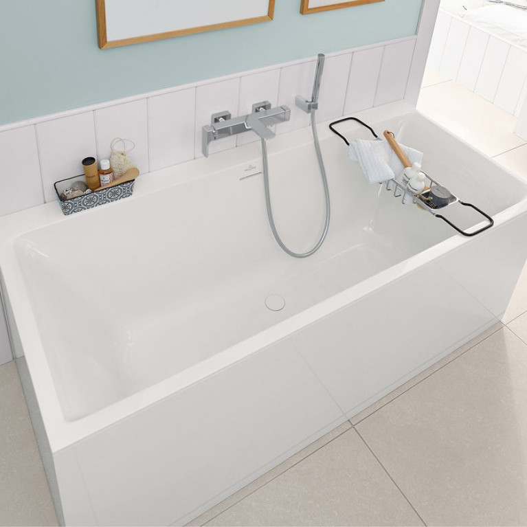 VilleroyBoch Subway 3.0 Ванна встраиваемая 1800*800*480, слив по центру, компл. ножек, слив-перелив: белый, материал: Quaryl, цвет: альпийский белый