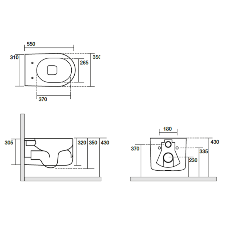 Kerasan Nolita Унитаз безободковый подвесной 55х35 см, смыв Tornado, с креплениями WB9N, цвет черный матовый