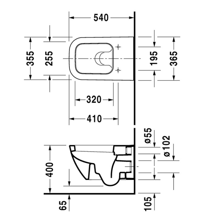 Duravit Happy D.2 Унитаз подвесной (365х540 мм) с ОБОДКОМ,,вкл. крепление Durafix, цвет: белый