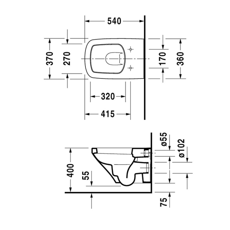 Duravit DuraStyle Унитаз подвесной 540х370 мм,  с креплением,  цвет белый с WonderGliss