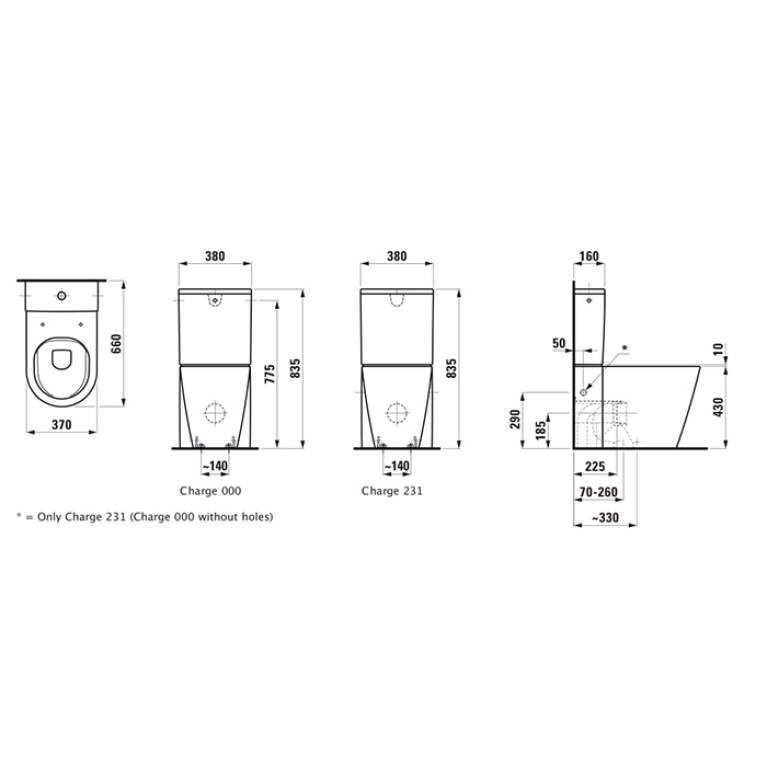 Laufen KARTELL Унитаз моноблок 660x370x430 мм, комбинированный, безободковый смыв Rimless, белый