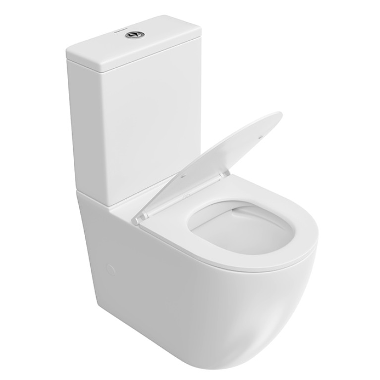 Kerama Marazzi Унитаз SFERA напольный безободковый с крепежом и сиденьем, быстросъемным с softclose, белый глянцевый