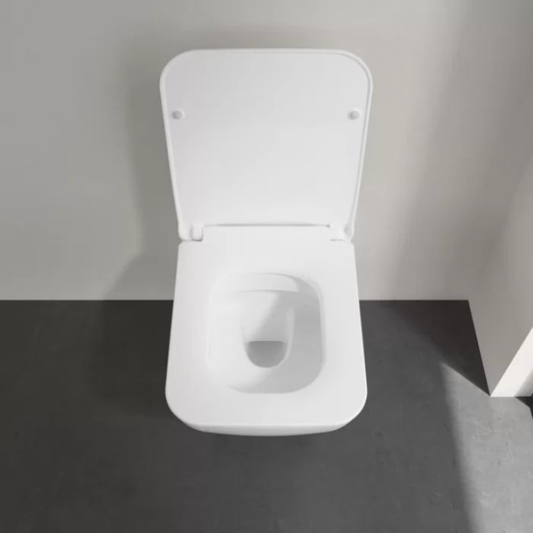 VilleroyBoch Venticello Унитаз подвесной 375*560*330, безободковый, в комплекте сиденье SlimSeat c микролифтом, покрытие CeramicPlus, цвет альпийский