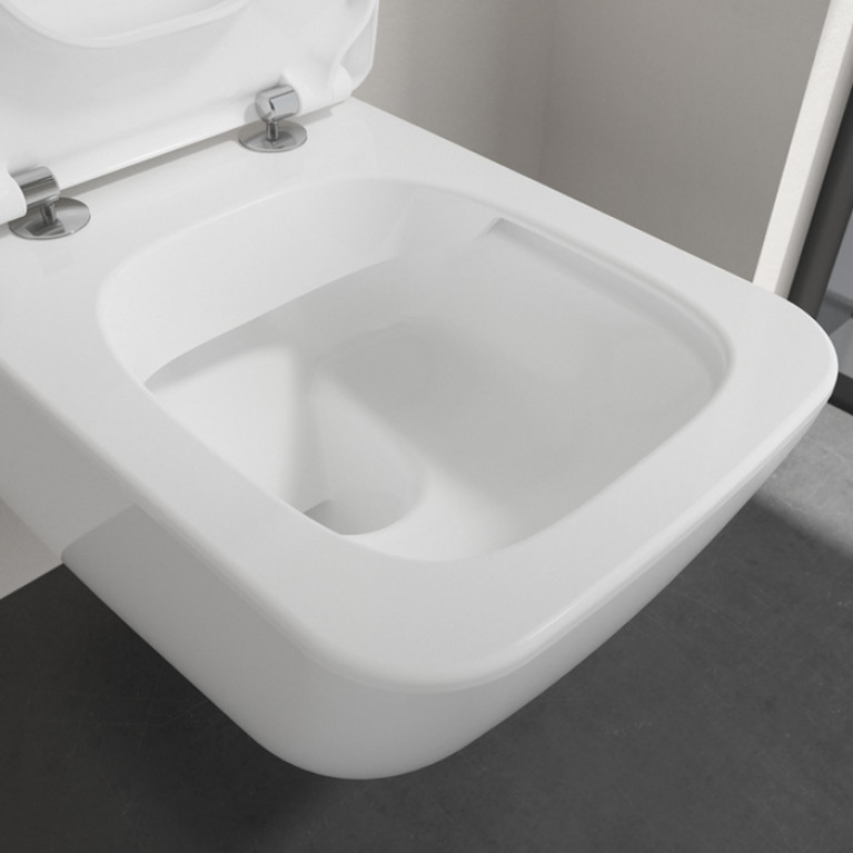 VilleroyBoch Venticello Унитаз подвесной 375*560*330, безободковый, в комплекте сиденье SlimSeat с микролифтом, цвет альпийский белый