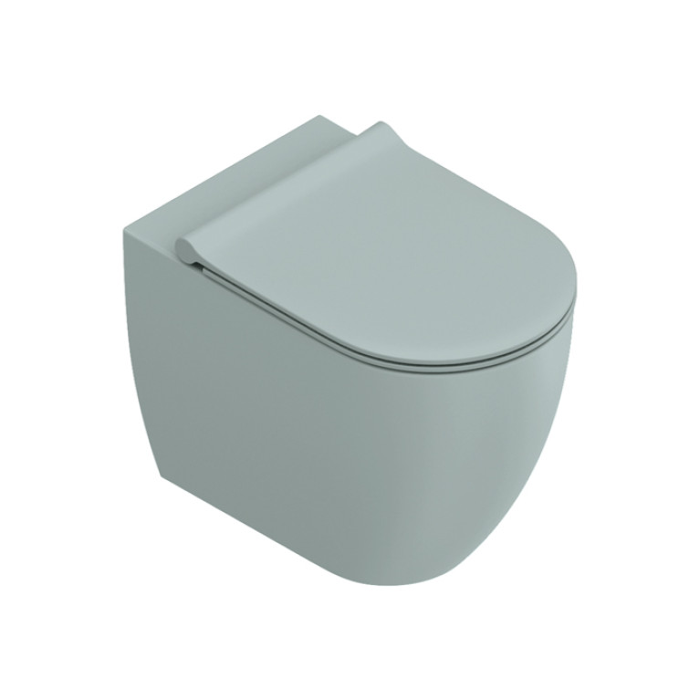 Catalano SFERA Унитаз напольный 55x35, безободковый, универс.слив, смыв Tornado, покрытие Twinglaze+, без крепежа, цвет Aqua Satinato