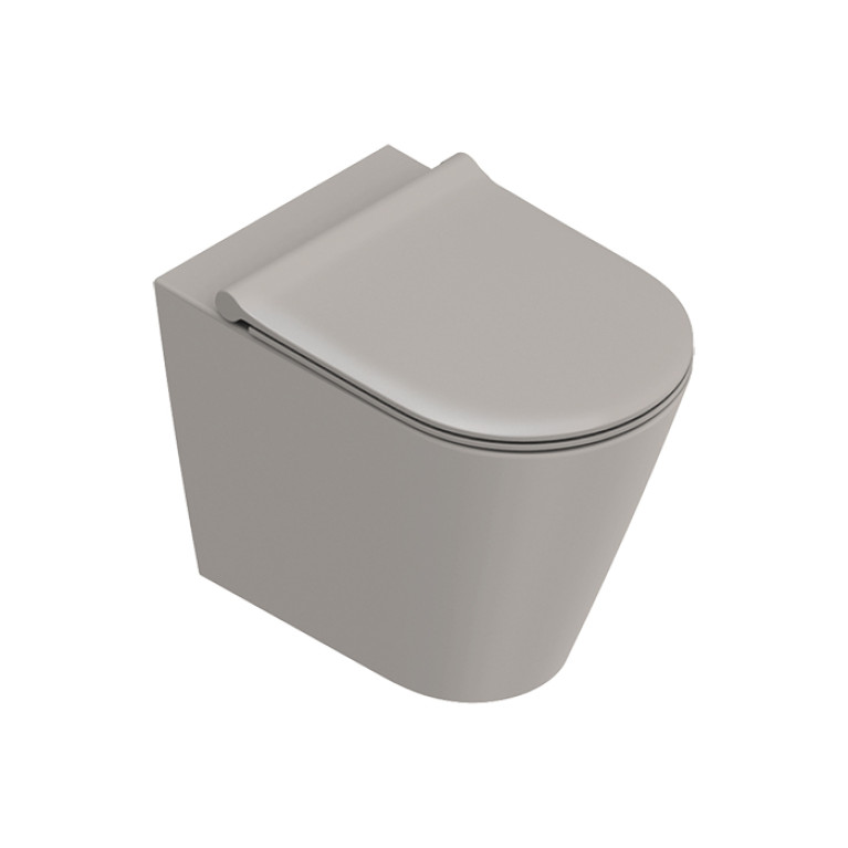 Catalano ZERO Унитаз напольный 55x35, безободковый, универс.слив, смыв Tornado, покрытие Twinglaze+, без крепежа, цвет Tortora Satinato
