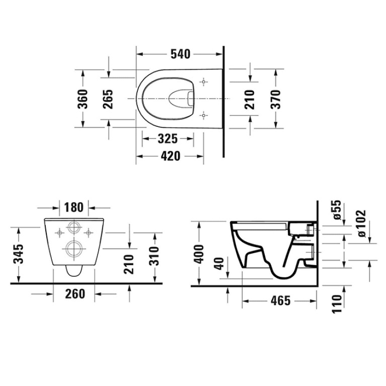 Duravit Soleil by Starck Унитаз подвесной 370х540мм, безободковый, Wei&szlig; Hochglanz, HyG,цвет белый