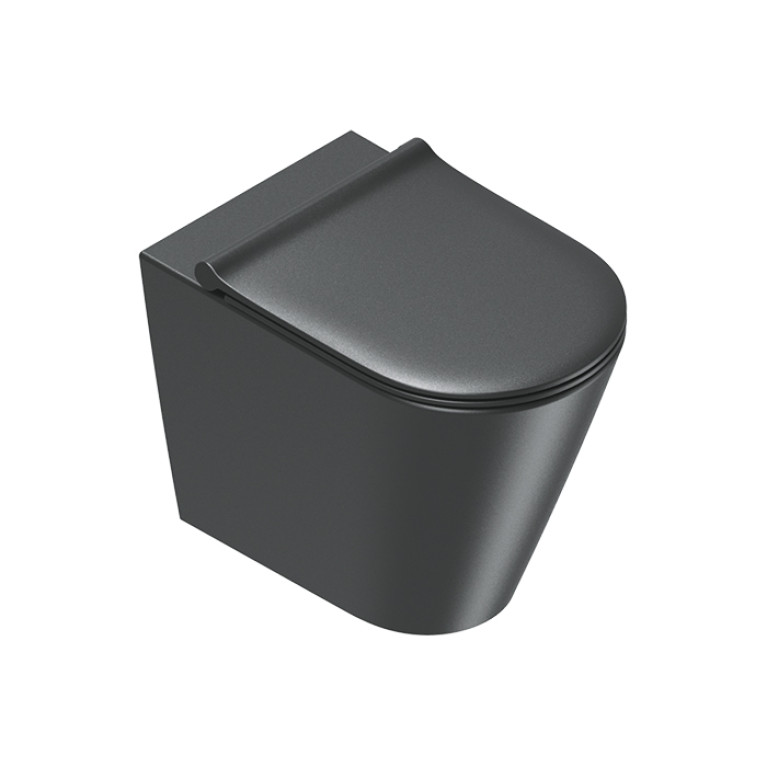Catalano ZERO Унитаз напольный 55x35, безободковый, универс.слив, смыв Tornado, покрытие Twinglaze+, без крепежа, цвет черный матовый