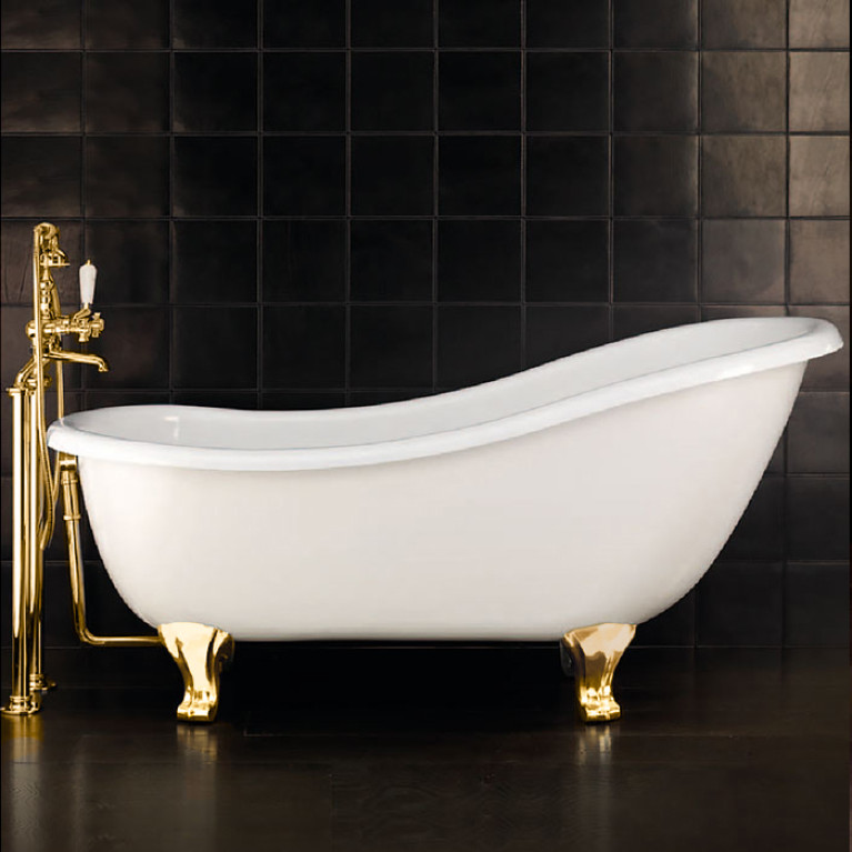 DevonDevon Regina Ванна 164х79хh57/80 см, чугунная, отдельностоящая, загрунтованная снаружи, ножки полированная латунь