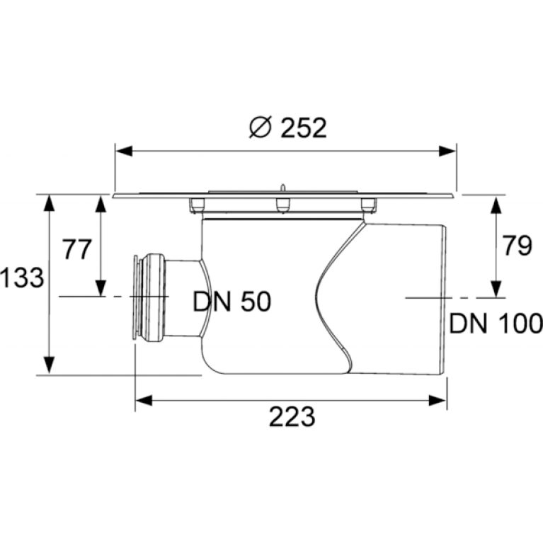 TECE Сифон горизонтальный DN100