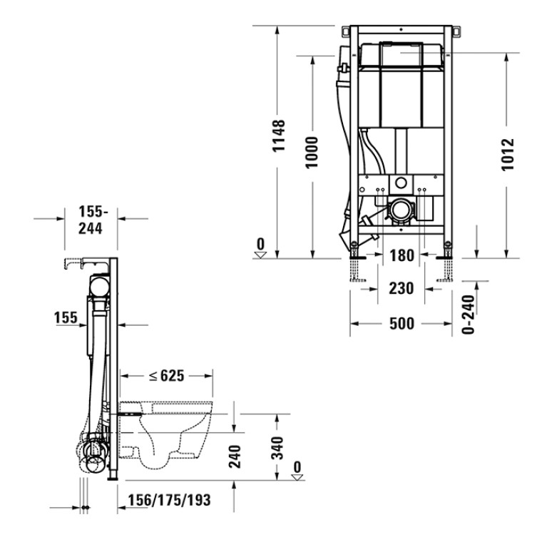 Duravit DuraSystem Рама для Starck f Plus/Pro 1148x500x155 мм, бачок 9л, нейтрализация запаха, гигиенический смыв (ПРОДАЕМ с вошлет Starck f)