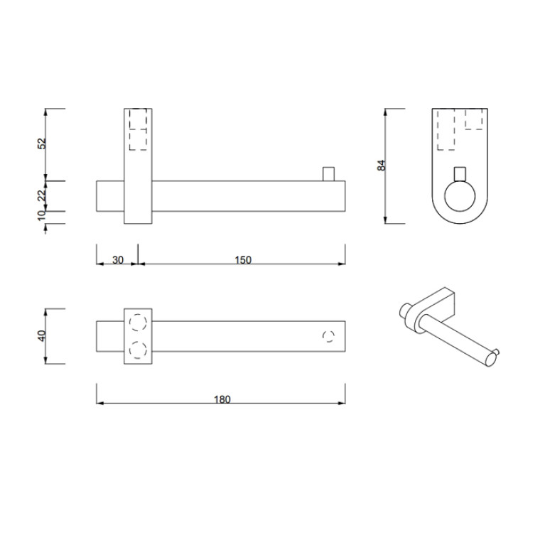 Decor Walther Century TPH1 Держатель туалетной бумаги, подвесной, цвет: золото матовое