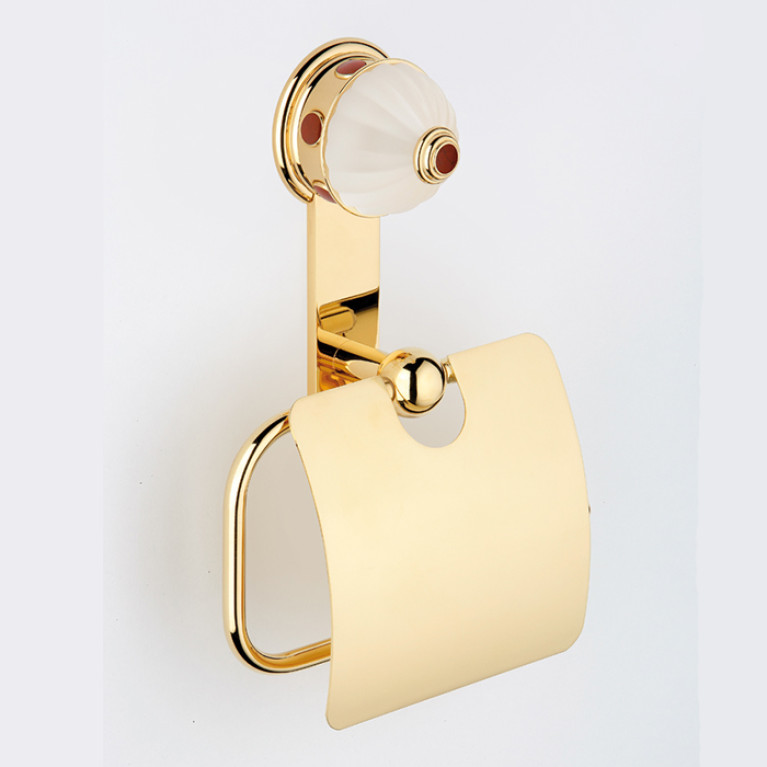 THG CHEVERNY JASPE ROUGE Держатель туалетной бумаги с крышкой, вставки красная яшма, цвет полированное золото