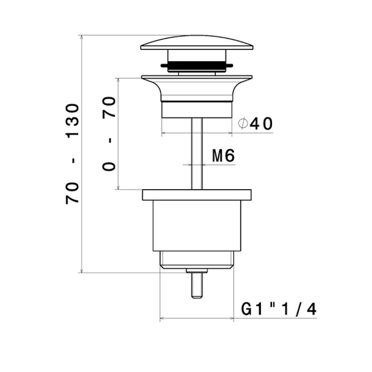 Newform  Донный клапан  клик-клак 11/4,  Н min 5 - max 65 мм, цвет:  gold satin