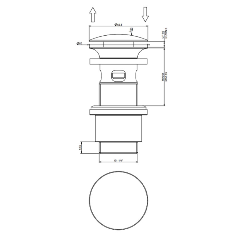 Gessi Донный клапан StopGo для раковины с переливом, цвет Black XL