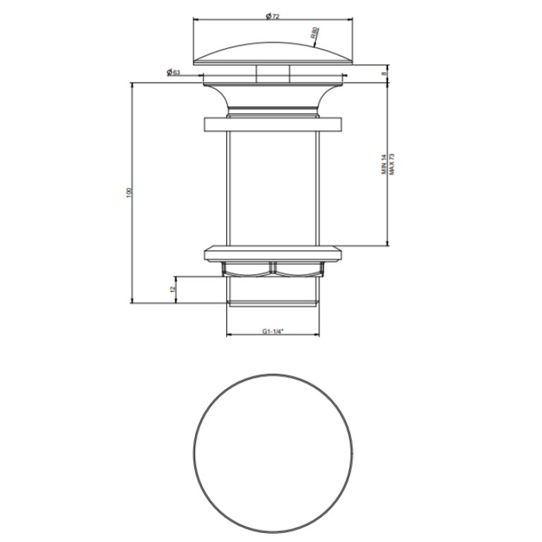 Gessi Донный клапан свободного слива для раковины без перелива, цвет: Finox Brushed Nickel