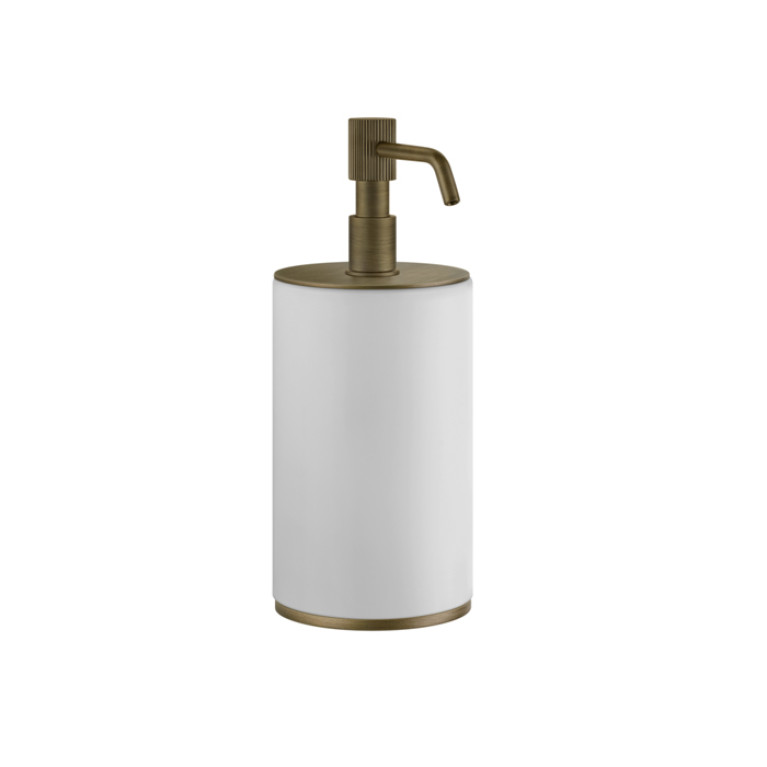 GESSI VENTI20 Дозатор для жидкого мыла настольный, цвет белый, фурнитура Antique Brass