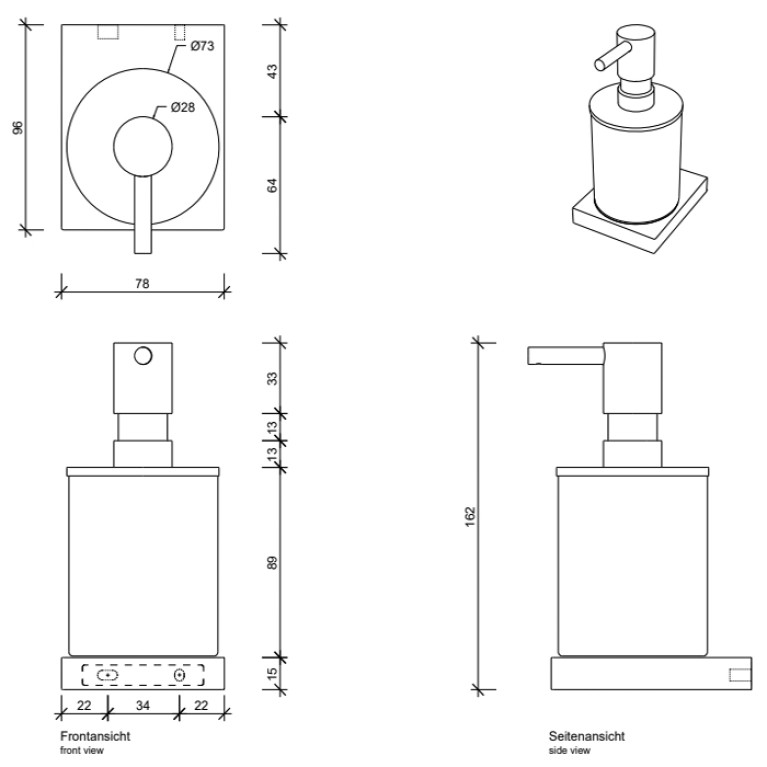 DECOR WALTHER CONTRACT CT WSP Дозатор для жидкого мыла, настенный, цвет черный матовый