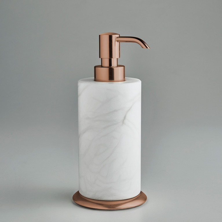 3SC Baster Round Дозатор настольный d8хh18 см с основанием, цвет алебастр/Warm Brushed Bronze PVD