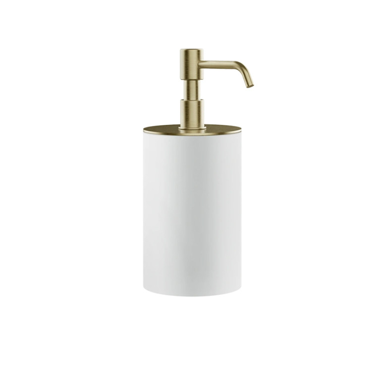 GESSI Rilievo Дозатор для жидкого мыла, настольный, колба белая, цвет Brushed Brass PVD