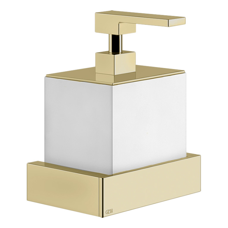 GESSI  INVERSO ACCESSORIES Дозатор для жидкого мыла настенный белый, цвет: Brass Brushed PVD