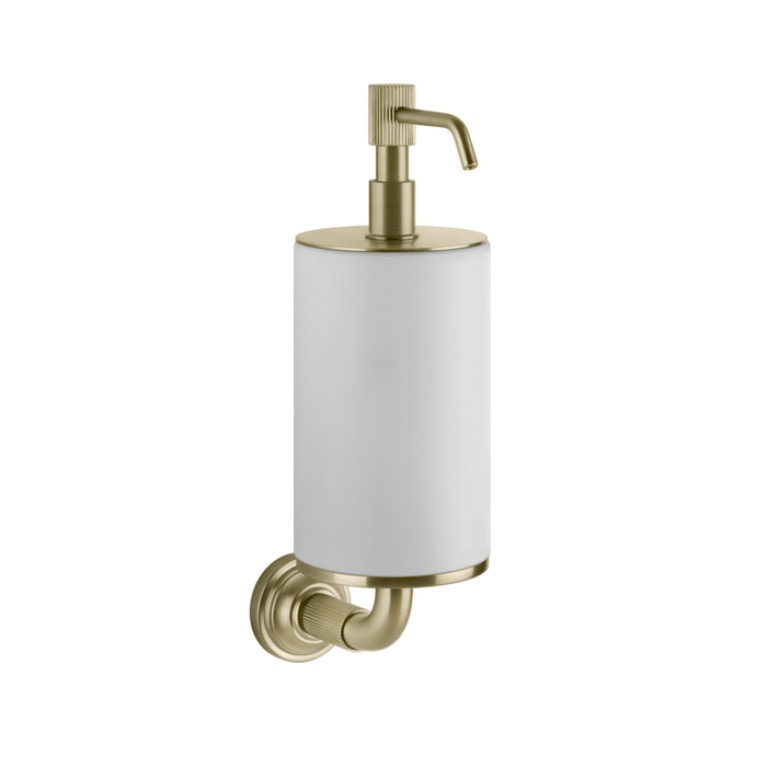 GESSI VENTI20 Дозатор для жидкого мыла подвесной, цвет белый, фурнитура Brushed Brass PVD