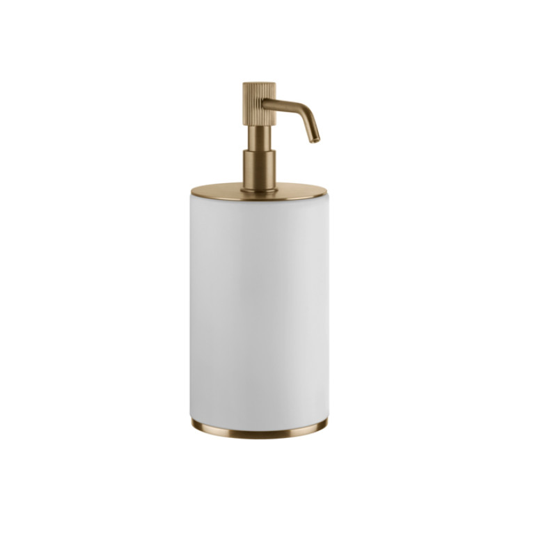 GESSI VENTI20 Дозатор для жидкого мыла настольный, цвет белый, фурнитура Warm Bronze Br. PVD
