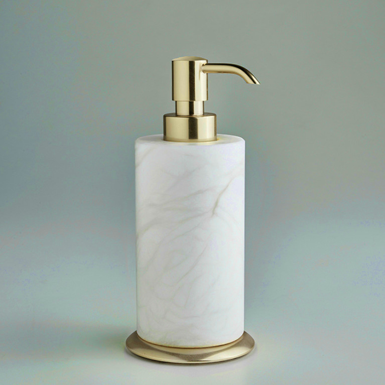 3SC Baster Round Дозатор настольный d8хh18 см с основанием, цвет алебастр/Polished Satin Gold