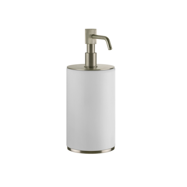 GESSI VENTI20 Дозатор для жидкого мыла настольный, цвет белый, фурнитура Finox Brushed Nickel