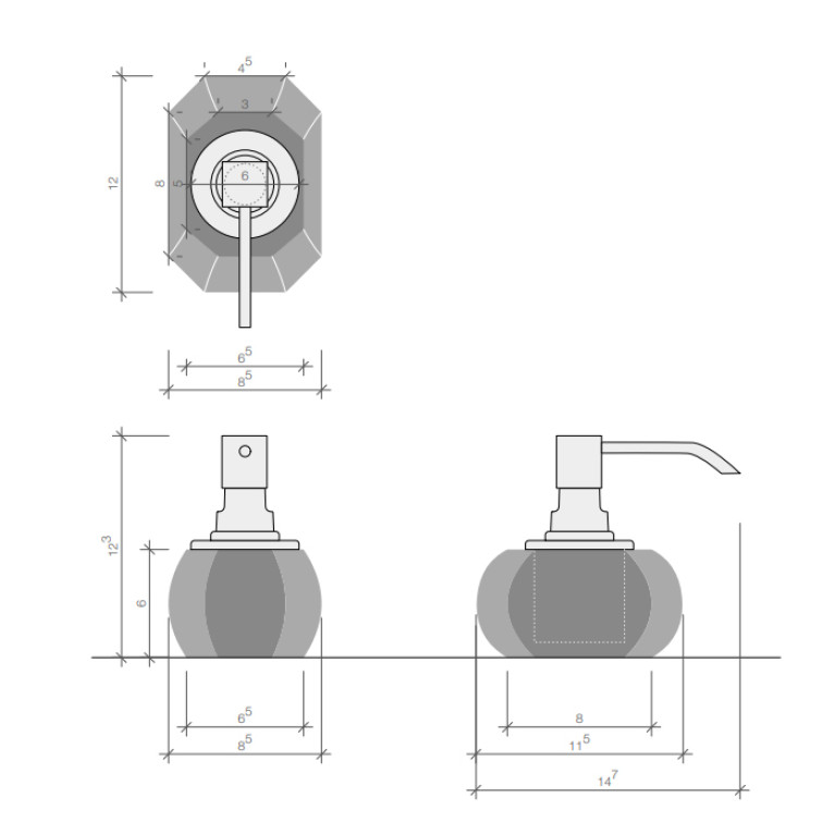 Decor Walther KR SSP Дозатор для мыла, цвет: Capri Blue / Золото матовое
