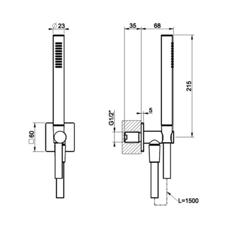 GESSI INCASTRI  Ручной душ со шлангом 150 см и держателем,  цвет: Finox Brushed Nickel