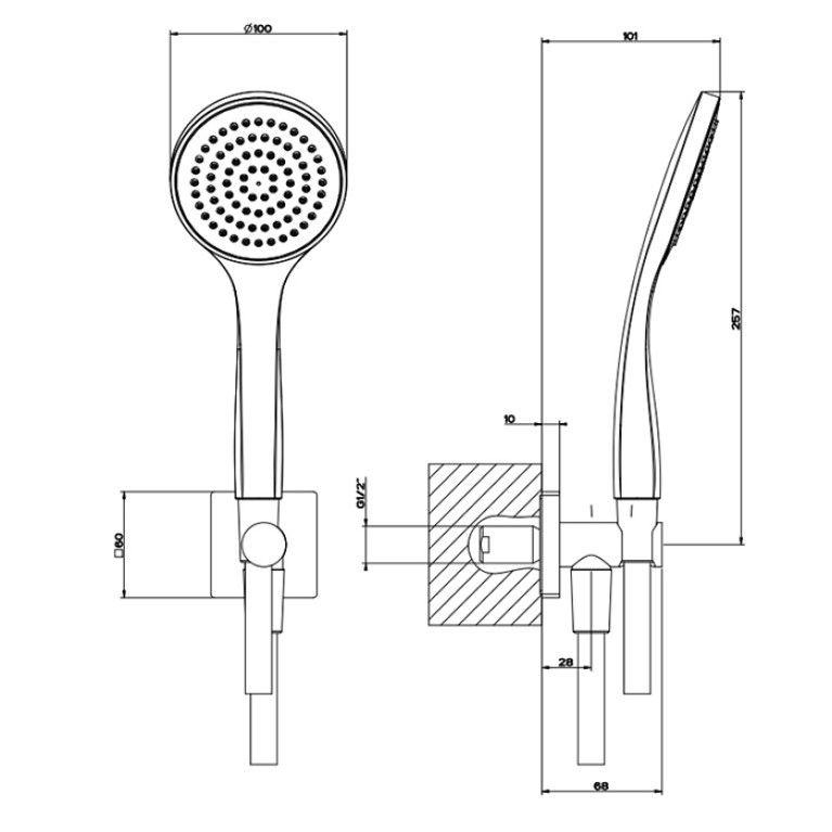 Gessi Emporio Emporio shower Душевой комплект, состоящий из вывода воды, держателя, шланга 1,50 м и лейки, цвет: Chrome